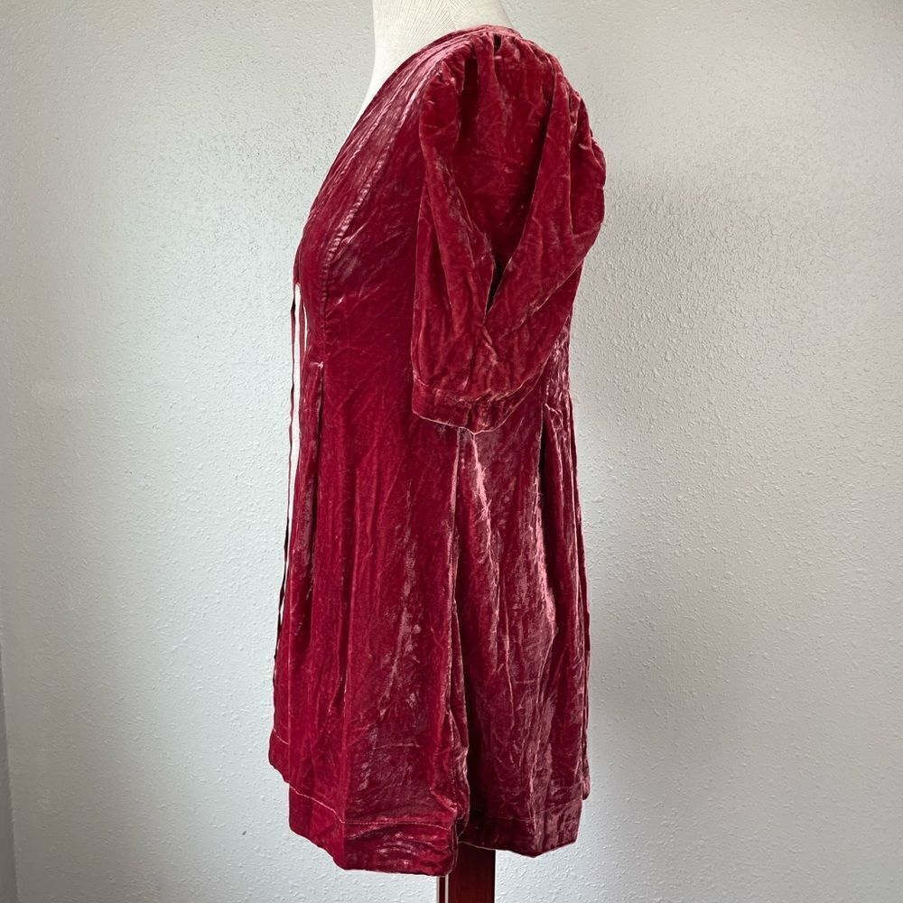 NWOT Red Velour V-Neck Tunic Top Size XS - Picture 3 of 7